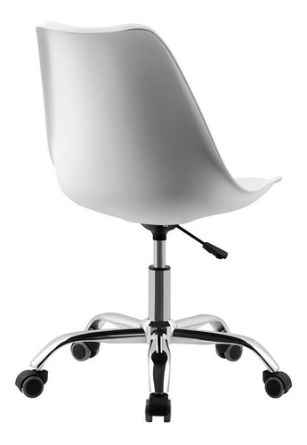 Silla Escritorio Pc Oficina Con Ruedas Tulip Blanca Tapizada