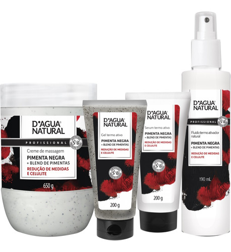 Kit Creme E Gel E Serum E Fluido Termo Ativo Pimenta Negra