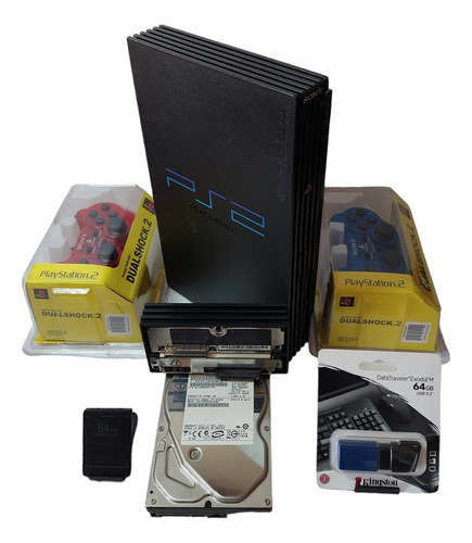 Ps2+2 Dualshock+mc[fmcb+opl]+adaptador Sony+hdd 1tb+usb64gb