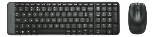 Combo Teclado E Mouse Sem Fio Logitech Mk220 Usb Abnt2 Preto