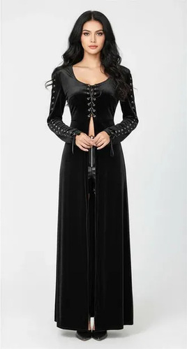 Ensamble Gabardina Terciopelo Con Agujeta Medieval Gotico
