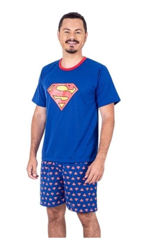 Pijama Adulto Masculino Curto Estampado Super Homem