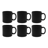 Set X6 Jarro Mug Taza 270cc Recto Negro Oxford Cafe Leche