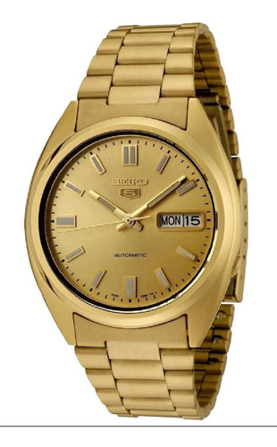 Relógio Seiko Automático Plaque Ouro Fundo Dourado Snxs80k