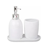 Kit Banheiro Lavabo 3 Peças Londres Branco E Prateado - Lyor