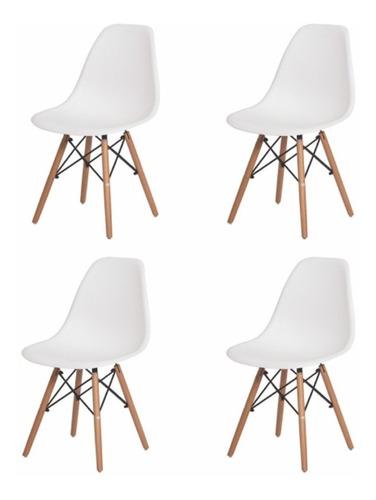 Silla Eames X 4 Unidades Patas Madera Diseño Moderno