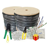 Kit Pro 305 Mts. Cable Utp  Exteriores Cat6 Cal. 23 Negro 