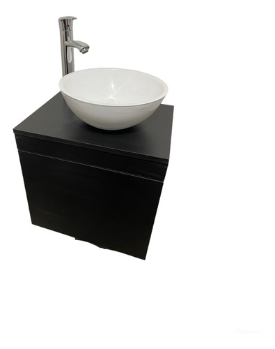 Kit De Baño Gabinete Mueble Negro +monomando+ovalin Lavabo