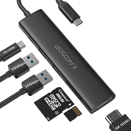 Hub Usb C, Adaptador Multipuerto Usb C 6 En 1 Con Hdmi 4k A