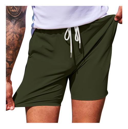 Pantalones Cortos En V Para Hombre, Cintura Elástica, Verano