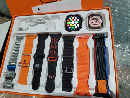 Iwo Smartwatch S100 Ultra9 Com Sete 7 Pulseiras Relógio Digi