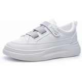 Zapatos De Tenis Casuales Confort Blancos Velcro Para Mujer