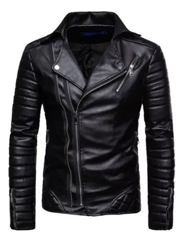 Chaqueta Casual De Pu Con Cremallera Para Hombre