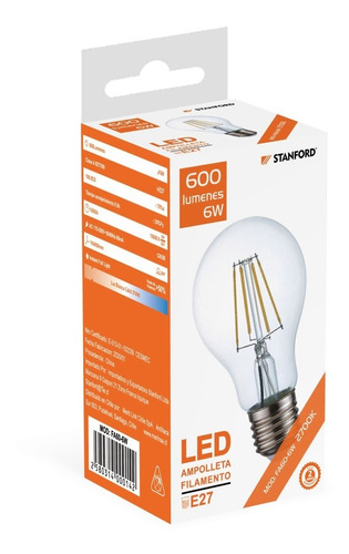 Ampolleta Led E27 8w Filamento Vintage Retro Cálida