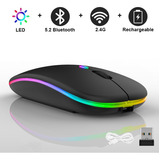 Mouse Inalámbrico Bluetooth Led Recargable Con Receptor Usb