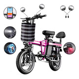 Bicicleta Eléctrica Plegable S8 Pro 50km/h 700w Impermeable Color Rosa