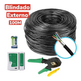 Kit 100m Cabo Rede Blindado + Testador 9v +alicate Decapador