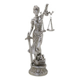 Estátua Deusa Dama Da Justiça Themis Direito Cor Prateado