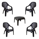 Sillon Sueño Mascardi Negro X4 + Mesita Skarpo