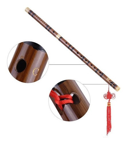 Flauta Chinesa De Bambu Dizi Transversal Clave Dó C Decorada