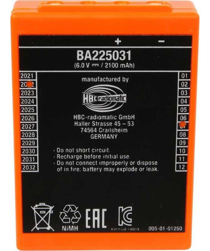 Bateria Nimh 6v 2.100mah Hbc Radiomatic Ba225031 Fub05aa