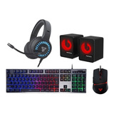 Combo Gamer Fantech Teclado Auriculares Mouse Y Parlantes A