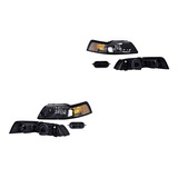 Jgo Faros Delanteros Fdo Negro Ford Mustang 99-04 Depo