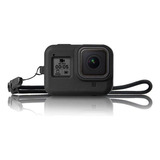 Capa De Silicone Com Cordão - Gopro Hero8 Black Cor Preto