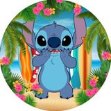 Painel Redondo Sublimado Em Tecido Tema Lilo & Stitch 1,50