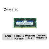 Memoria Ram 4gb Timetec Hynix Ic Ddr3 1066mhz Pc3-8500 Unbuffered Non-ecc 1.5v Cl7 2rx8 Dual Rank 204 Pin Sodimm Modulo 