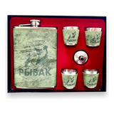 Set Petaca Whisky 8 Oz Coctelera Camping Regalo