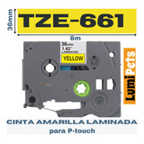 Cinta Tze-661 Para Rotuladora Brother Modelo Pt, 36mm X 8m