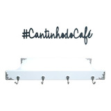 Cantinho Café Branco P/ Máquina 40cm 4 Ganchos + Frase