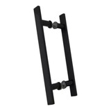 Puxador Porta Duplo 100cm Pivotante Madeira/vidro Cor Preto