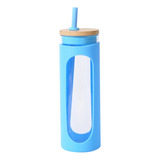 Botella De Vidrio Para Agua Bebidas Tapa De Bambu Silicona