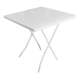 Mesa Plegable Cuadrada 75x75 Hierro Plastico Jardin Camping