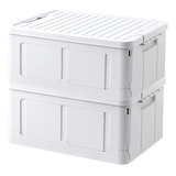 Caja De Almacenamiento Plegable De Plástico 2 Pcs Blanco