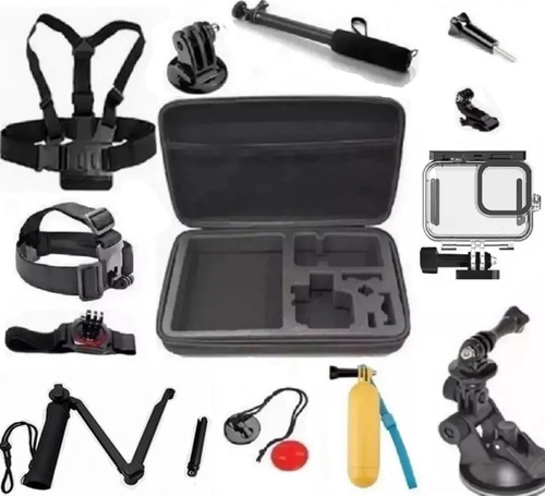 Kit Para Gopro Hero 9 Black Mala Caixa Estanque Tripé 3 Way