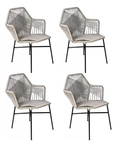 Kit 4 Cadeiras Fibra Sintetica Tropicália Varanda Mesa Luxo