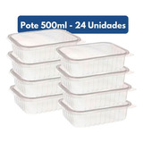 24 Potes Descartáveis 500ml Tampa Freezer Microondas Marmita