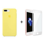 Capa Silicone Compatível iPhone 7 Plus 8 Plus + Película 3d