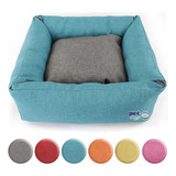 Cama Para Perro Gato Mediano | Reversible Frio Calor Lavable Color Rojo Tinto Diseño Oval