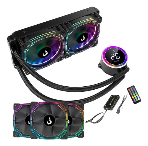 Water Cooler Rise Mode Aura 240mm Display + 3 Fans Argb Cpu