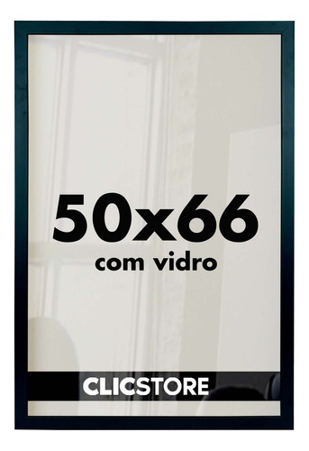  Moldura 50x66 Quadro Vidro Poster Foto Parede Sala Quarto Cor Preto Liso 