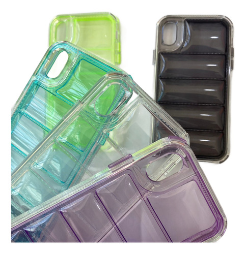 Funda Para  iPhone Reforzada Clear Puffer Multicolor