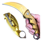 Faca Canivete Karambit Fox Knives Gold Dourado Clip Aço -nfe