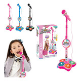Microfone Infantil Karaoke Criança Com Luz Suporte Ajustável