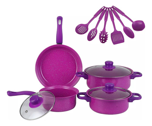 Set De Ollas Antiadherentes Bateria De Cocina Sartenes 14 Pc