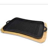 Plancha Grill Hierro Fundido + Tabla Madera Jim Beam