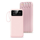 Power Bank Pila Batería Recargable Color Rosa Con 4 Cables Y 2 Puertos Usb De 20,000mah Para Celular Y Tablet